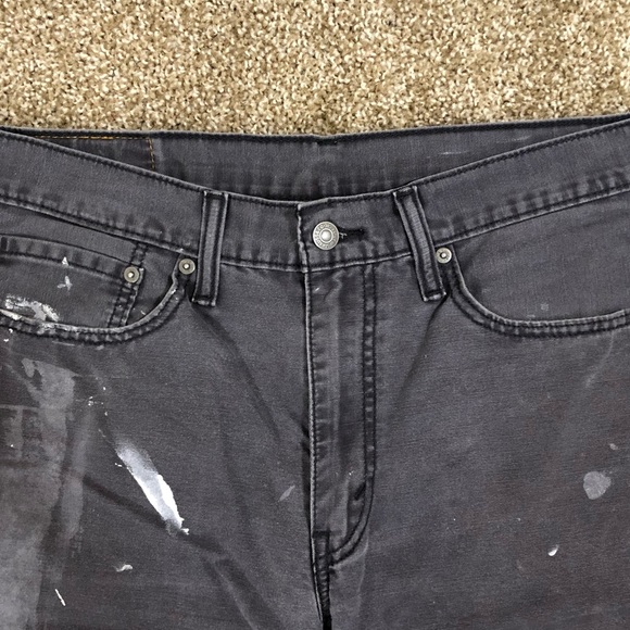 Painterly Distressed Levis Jeans Style 514 Size 34W x 32L Grey w White Splatter - Picture 5 of 6